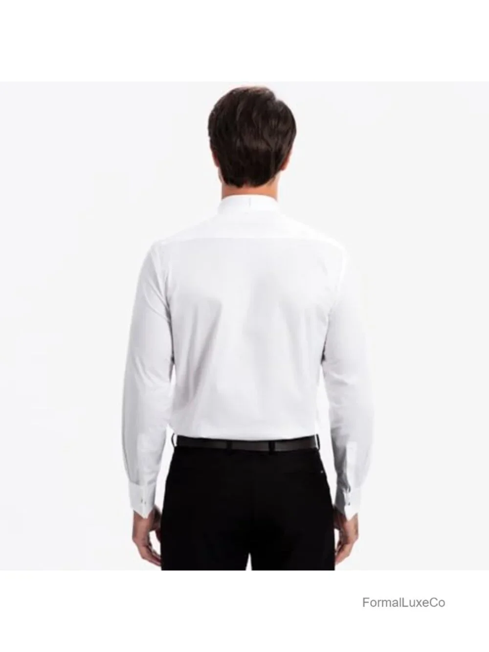 Men's Tuxedo Shirt Wing Collar French Cuffs Stretch Long Sleeve White Tie Formal